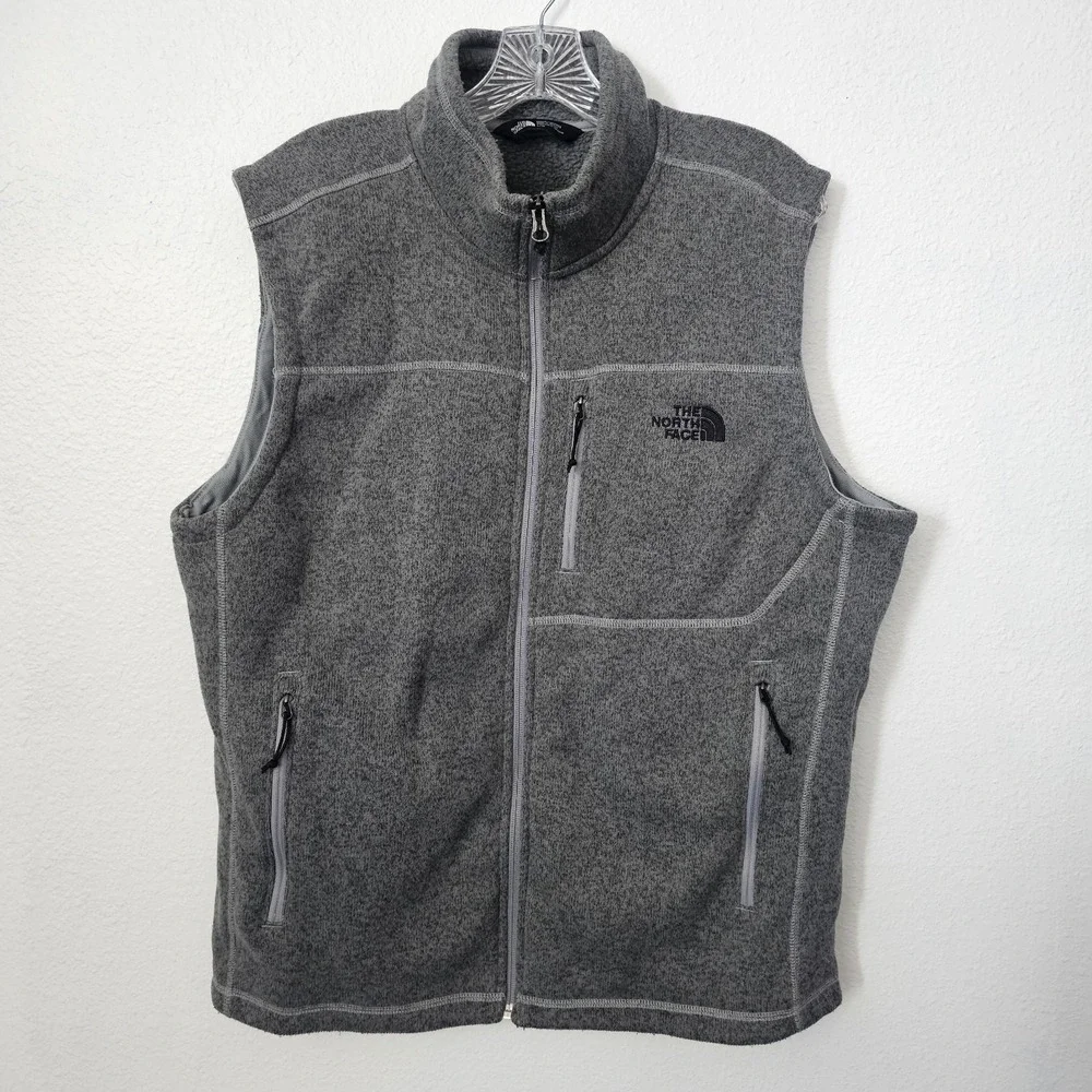 The North Face Men's Gray Fleece Zip Up Vest Size Large